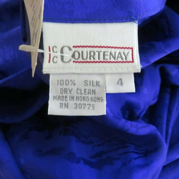 Vintage 80s Knee Length Silk Dress XS Purple Knotted Front Gathered Sleeve NWT - Picture 10 of 12